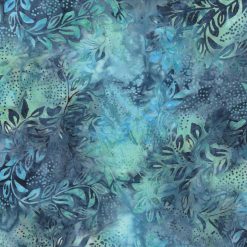 Hi Fashion Shades Of Blue Leaf with Dots Batik Cotton Fabric