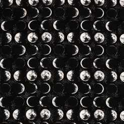 Moon Phases On Black Super Snuggle Flannel Fabric