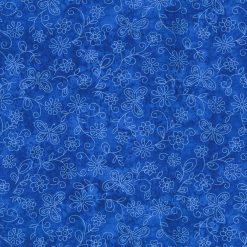 Fabric Traditions Flowers on Royal Cotton Fabric by Keepsake Calico