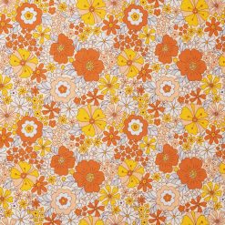 Orange Retro Flowers Cotton Fabric by Keepsake Calico