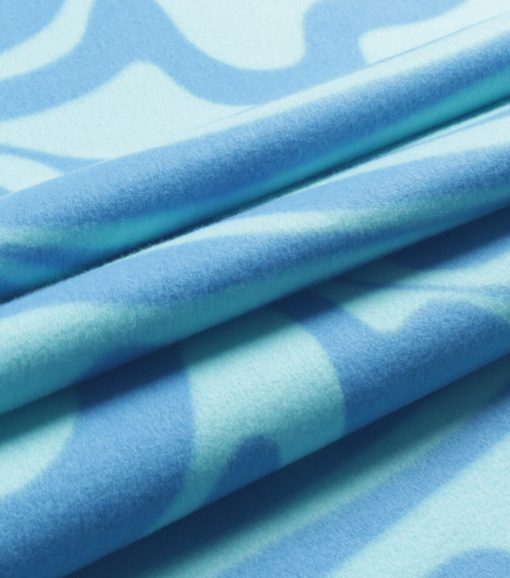 Blue Abstract Wave Blizzard Fleece Fabric - Image 3