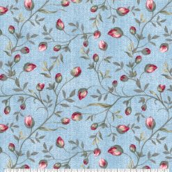 Rosebuds on Aqua Quilt Cotton Fabric by Keepsake Calico