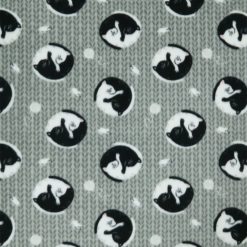 Yin Yang Cats on Gray Anti Pill Fleece Fabric