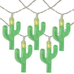 Northlight 10-Count Green Cactus LED String Lights   4.5ft Clear Wire