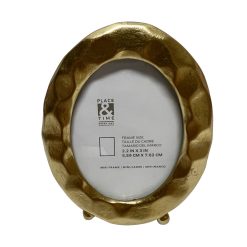 2 x 3 Gold Metal Oval Stamped Tabletop Picture Frame by Place   Time
