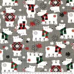 Polar Bears in Sweaters Super Snuggle Christmas Flannel Fabric