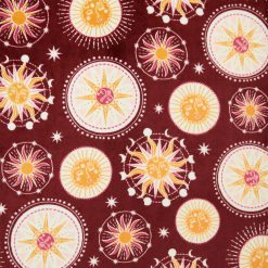 Celestial Sunshines On Red Sew Lush Fleece Fabric