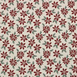 108 Wide Poinsettias on Cream Christmas Flannel Fabric