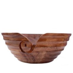 Rippled Wood Yarn Bowl by K+C