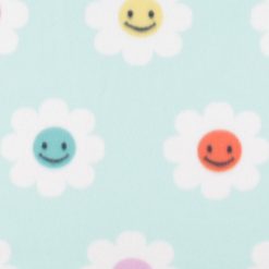 Blue Smiley Face Flowers Blizzard Fleece Fabric