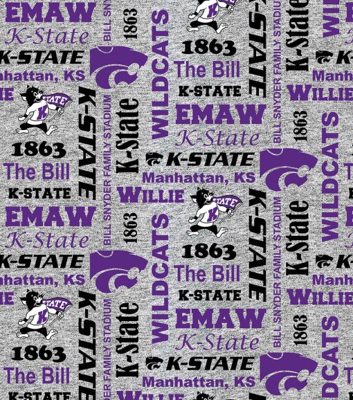 Kansas State Fleece Fabric Heather Verbiage