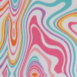 Rainbow Squiggles on White Blizzard Fleece Fabric