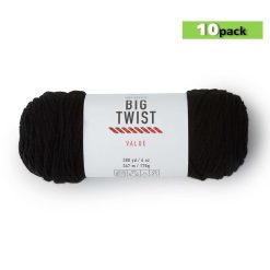 10pk Solid Black Medium Weight Acrylic 380yd Value Yarn by Big Twist