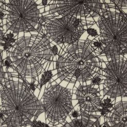 Black Spiderwebs on Beige Anti Pill Fleece Fabric