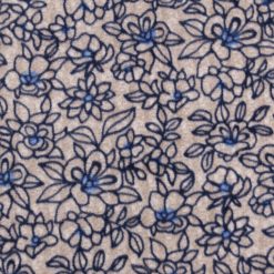 Blue Floral on Cream Luxe Fleece Fabric