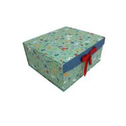 16 Dog Prints on Green Flip Top Box With Bow by Place   Time