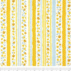 Singer Yellow Floral Striped Quilt Cotton Fabric