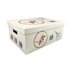 15 Sewing Notions Rectangle Box With Lid   Cutout Handles by Hudson 43