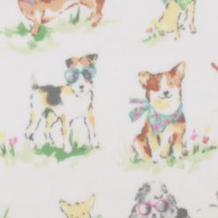 Watercolor Dogs on White Anti Pill Plush Fleece Fabric