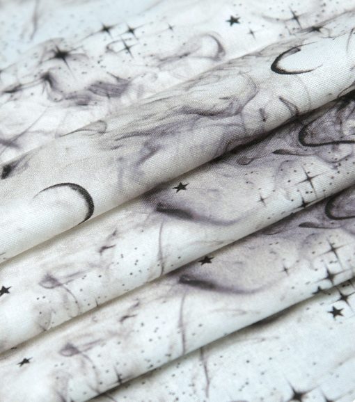 Moons   Smoke on White Cotton Fabric - Image 3