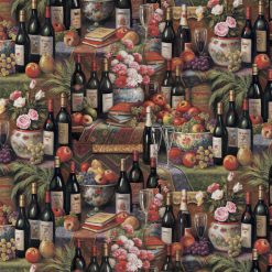 Wine   Fruits Novelty Cotton Fabric