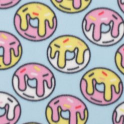 Cartoon Donuts on Blue Blizzard Fleece Fabric