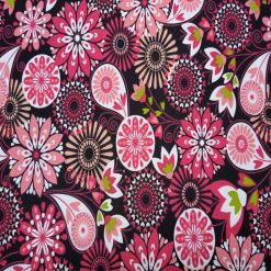 Medallion   Floral on Black Quilt Cotton Fabric by Quilter s Showcase
