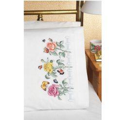 Janlynn 30 x 20 Rose Garden Stamped Embroidery Pillowcases 2pk