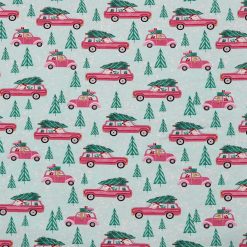 Santa Claus Car   Trees Super Snuggle Christmas Flannel Fabric