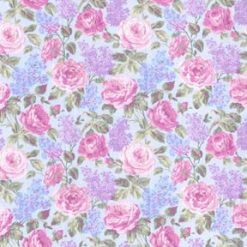 Fabric Traditions Blue   Pink Floral Premium Cotton Fabric