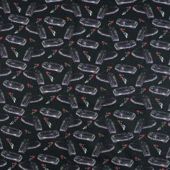 Coffins On Black Cotton Fabric