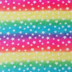 Stars on Multicolor Tie Dye Anti Pill Fleece Fabric