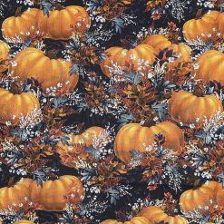 Pumpkins And Leaves Harvest Cotton Fabric