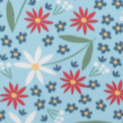 Floral on Blue Blizzard Fleece Fabric