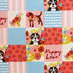 Floral Dog Block Super Snuggle Flannel Fabric