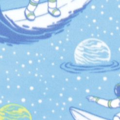 Astronauts On Surfboards Blizzard Prints Fleece Fabric