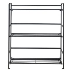 FlipShelf Black 3 Tier Metal Wide Shelving Unit