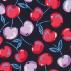Cherries on Black Anti Pill Plush Fleece Fabric