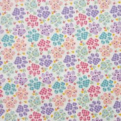 Purple   Red Paw Prints Easter Glitter Cotton Fabric