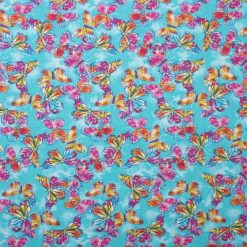 Watercolor Butterfly on Blue Super Snuggle Flannel Fabric