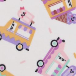 Ice Cream Trucks on Pink Anti Pill Fleece Fabric