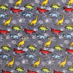 Bright Dinos On Gray Sew Lush Fleece Fabric
