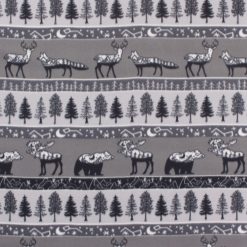 Blizzard Fleece Fabric Black and White Wilderness