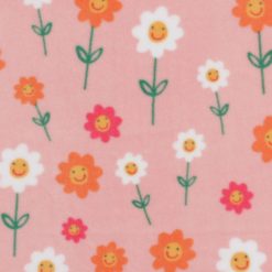 Smiling Daisies on Pink Anti Pill Fleece Fabric by POP!