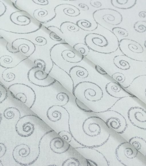 Swirl Vines Christmas Glitter Cotton Fabric - Image 2