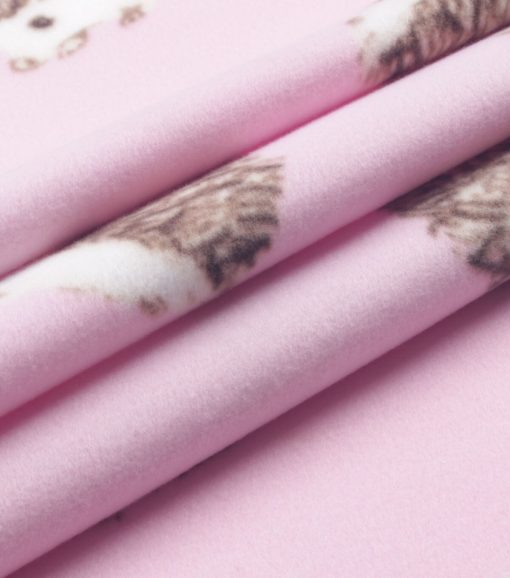 Hedgehogs on Pink Blizzard Fleece Fabric - Image 3