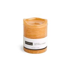 Flameless Cinnamon Chai Scented LED Rustic Pillar Candle 3 x4  Honey