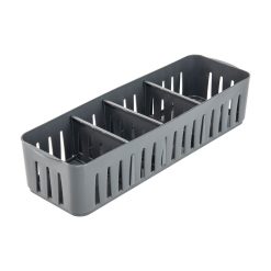 Simplify 12.5 Gray Stackable Organizer Bin With Adjustable Dividers