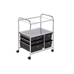 Honey Can Do 15 x 29 Silver Chrome   Black 5 Drawer Rolling File Cart