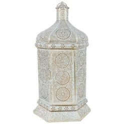 Northlight 21.5 White Gold Moroccan Pillar Candle Lantern